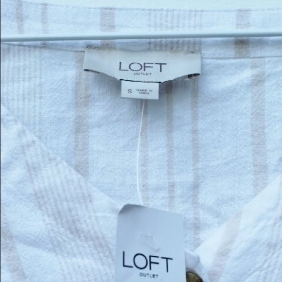 Loft Outlet Striped Top Blouse Front Button V Neck - Picture 3 of 6
